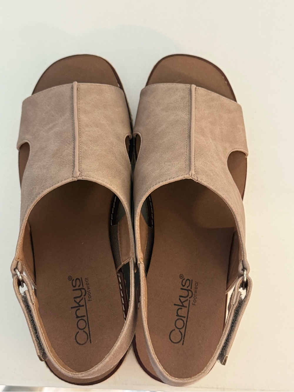 Corkys taupe Open-Toe Espadrille Wedge Sandals Brand New Sz9 - Picture 3 of 5